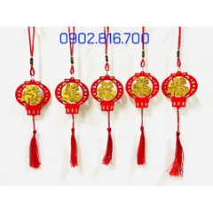 Set 5 Liễng nhung đỏ hình quạt , cá chép , lồng đèn khắc chữ PHƯỚC vàng treo cây mai đào tắc phụ kiện trang trí TẾT