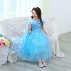 Đầm váy Công Chúa Elsa Cho Bé Gái - Đầm Hóa Trang Elsa Băng Giá Đính Kim Sa Cao Cấp Kèm Áo Choàng Bông Tuyết Lấp Lánh