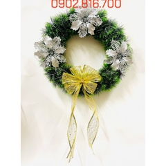 Vòng nguyệt quế 35cm có đèn led phát sáng treo cửa Decor trang trí Noel ngày lễ giáng sinh phong cách sang trọng