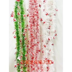 Dây kim tuyến xù dây chồn đính hình ông già noel dễ thương dài 1m9 phụ kiện trang trí cây thông noel - giáng sinh