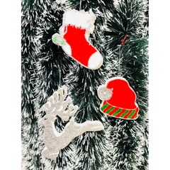 Set 3 món mini Hình nón noel vớ noel tuần lộc 10cm có hình 2 mặt bằng xốp treo Trang trí cây thông noel ễ giáng sinh