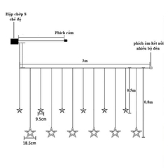 BỘ Dây đèn LED chuỗi thả mành / rèm hình 10 ngôi sao màu vàng nắng Decor trang trí Noel Sinh Nhật Lễ Tết Năm mới