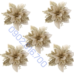 Sét 5 hoa trạng nguyên kim tuyến nhũ vàng đỏ size lớn 13cm trang trí cây thông noel vòng nguyệt quế tháp giỏ quà oản tài
