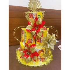 Sét 5 hoa trạng nguyên kim tuyến nhũ vàng đỏ size lớn 13cm trang trí cây thông noel vòng nguyệt quế tháp giỏ quà oản tài
