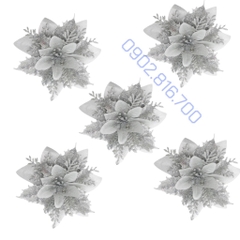 Sét 5 hoa trạng nguyên kim tuyến nhũ vàng đỏ size lớn 13cm trang trí cây thông noel vòng nguyệt quế tháp giỏ quà oản tài