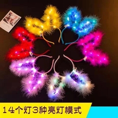 Cài noel sừng hươu tuần lộc cài tai thỏ bờm lông có đèn led phát sáng cho bé gái trang phục phụ kiện Noel lễ giáng sinh