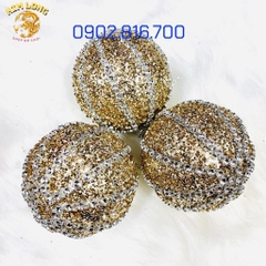Set 3 trái châu đính kim tuyến kim sa 8cm vàng bạc đỏ phụ kiện trang trí noel ngày lễ Giáng sinh