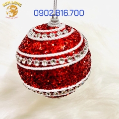 Set 3 trái châu đính kim tuyến kim sa 8cm vàng bạc đỏ phụ kiện trang trí noel ngày lễ Giáng sinh