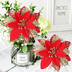 Sét 5 hoa trạng nguyên kim tuyến nhũ vàng đỏ size lớn 13cm trang trí cây thông noel vòng nguyệt quế tháp giỏ quà oản tài