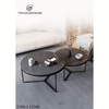 Bàn Cà Phê Tròn Vinahardware Mặt Đá Marble Đen Vân Trắng