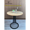 Bàn Cafe Ban Công Màu Đen Mặt Đá Marble cao 750mm