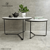 Bàn Cà Phê Tròn Vinahardware Mặt Đá Marble Trắng Vân Đen