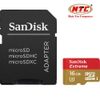 Thẻ Nhớ MicroSDHC SanDisk Extreme UHS-I U3 4K 600x 16GB 90MB/s - Không Box - Kèm Adapter (Vàng)