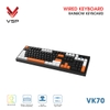 Bàn phím Gaming có dây VSP VK70 105 phím, núm điều chỉnh âm lượng, hỗ trợ Anti-ghosting 19 phím (Đen)