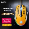 Chuột gaming cao cấp 6D INPHIC W6 DPI 12800 kiểu dáng siêu xe cực chất - slient không tiếng click (đen vàng)