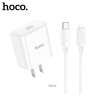 Bộ sạc 2 cổng Hoco C76 Pro USB QC 3.0 và PD 30W kèm cáp C to C / C to IP (Trắng) Nhất Tín Computer