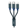 Cáp sạc 3 đầu dây dù 3in1 Remax RC-131th microUSB / TypeC / Lightning max 2.8A dài 1.15M (màu ngẫu nhiên)