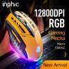 Chuột gaming cao cấp 6D INPHIC W6 DPI 12800 kiểu dáng siêu xe cực chất - slient không tiếng click (đen vàng)