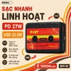 Sạc dự phòng REMAX RPP-B1 10000mah sạc nhanh typeC PD 27W USB QC 22.5W - thiết kế kiểu cassette (cam)
