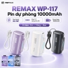 [CHỨNG NHẬN 3C / CCC] Pin Dự Phòng mini Remax WP-117 10000mAh 2 cổng TypeC PD 22.5W, Kèm cáp ngắn C to C