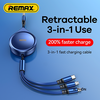 Cáp sạc dây rút 3 đầu Remax RC-C018 max 15W 3in1 TypeC / Lightning / MicroUSB - dây dẹp kéo dài tối đa 1.2m (màu random)