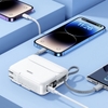 Pin dự phòng kiêm cốc sạc hỗ trợ iphone 15 Remax RPP-553 LCD 20000mAh tích hợp 2 cáp sạc - hỗ trợ PD 27W và QC 22.5W (3 màu)