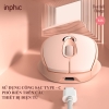 Chuột không dây pin sạc wireless kiêm bluetooth INPHIC DR801 hồng phấn silent không tiếng click - kèm ticker (hồng)