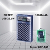 Pin dự phòng sạc nhanh mini Remax RPP-551 10000mah trong suốt vân sợi carbon - hỗ trợ QC 22.5W và PD 20W (xanh)