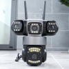Camera ngoài trời IP wifi PTZ Yoosee W990 4 mắt 3 màn hình phân giải 1920P x 3240 FullHD+ 2 Râu - 26 led trợ sáng 8 led hồng ngoại (đen)