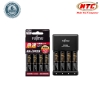 Box sạc kèm 4 pin AA Fujitsu 2450mAh hỗ trợ sạc nhanh Quick charge - made in JAPAN (đen)