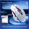 Chuột gaming có dây 7D INPHIC W9P DPI 4000 slient click cực êm - hỗ trợ Macro tinh chỉnh (trắng xanh)
