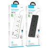 Ổ cắm điện thông minh Hoco AC13 / AC13A 3 cổng USB, 1 cổng typeC, 5 Socket, công suất 2500W (màu Random)
