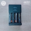 Box sạc kèm 4 pin AA Fujitsu 2450mAh hỗ trợ sạc nhanh Quick charge - made in JAPAN (đen)