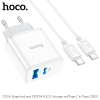 Bộ sạc nhanh Hoco C105A 2 cổng USB QC3.0 22.5W và TypeC PD 20W (Trắng)