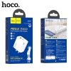 Bộ sạc nhanh 2 cổng Hoco DMC9 TypeC PD 20W và QC3.0 18W, Có đèn báo sạc, kèm cáp C to C / C to Lightning (Trắng)