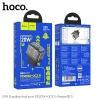 Bộ sạc nhanh 2 cổng Hoco N34 TypeC PD 20W và QC3.0 18W, Thiết kế trong suốt, kèm cáp C to C or C to Lightning (Đen)