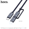 Cáp sạc và truyền dữ liệu 2in1 Hoco U134 TypeC ra TypeC 60W hoặc TypeC ra Lightning 27W dài 1.2M