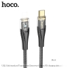 Cáp sạc nhanh Hoco U121 TypeC to Lightning 27W / TypeC to TypeC 60W, Thiết kế trong suốt, dài 1.2M, Có đèn báo sạc (Đen)