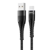 Cáp sạc có Led và truyền Data Hoco UD02 Pro 3A dài 1M, tùy chọn cổng LN / Type-C / Micro-USB QC3.0 (Đen)