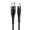Cáp sạc có Led và truyền Data Hoco UD02 Pro 3A dài 1M, tùy chọn cổng LN / Type-C / Micro-USB QC3.0 (Đen)
