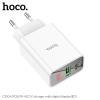 Cốc sạc 2 cổng Hoco C100A USB QC 3.0 18W và TypeC PD 20W, LCD hiển thị điện áp (Trắng)