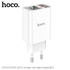 Cốc sạc 2 cổng Hoco C100A USB QC 3.0 18W và TypeC PD 20W, LCD hiển thị điện áp (Trắng)