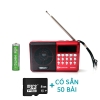 [KHÔNG THẺ HOẶC CÓ THẺ] Loa đài FM bluetooth BKK KK50BT có khe thẻ nhớ/ USB/ Tai nghe/ Đèn pin - pin sạc 18650 (ĐỎ)