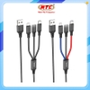 Cáp sạc 3 đầu Hoco X76 cổng Lightning / Type-C / MicroUSB dài 1M, max 2A (Đen)