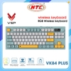 Bàn phím Gaming có Dây kiêm Wireless và Bluetooth VSP VK84 Plus 84 phím, núm điều chỉnh độ sáng, hỗ trợ Anti-ghosting 19 phím (Trắng Xanh)