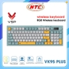 Bàn phím Gaming có Dây kiêm Wireless và Bluetooth VSP VK95 Plus 95 phím, núm điều chỉnh độ sáng, hỗ trợ Anti-ghosting 19 phím (Trắng Xanh)