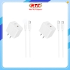 Bộ sạc Hoco CS13 chân dẹp, Type-C PD 20W kèm cáp TypeC to TypeC hoặc TypeC to Lightning (Trắng)