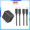 Bộ sạc Hoco CS15 chân dẹp, Type-C PD 30W kèm cáp C to C hoặc C to Lightning (Đen)