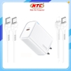Bộ sạc nhanh Hoco DMC10 TypeC PD/QC 30W, PPS 33W, Có đèn báo sạc, kèm cáp C to C / C to Lightning (Trắng)