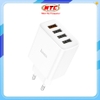 Cốc sạc 4 cổng USB-A Hoco C102A max 28.5W, 1 cổng QC 3.0 18W và 3 cổng 10.5W (Trắng)